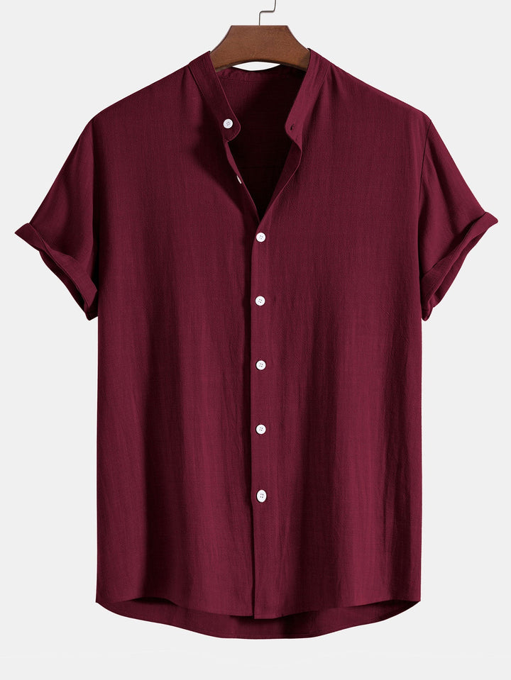Corvane – Linen Rayon Shirt with Stand-up Collar