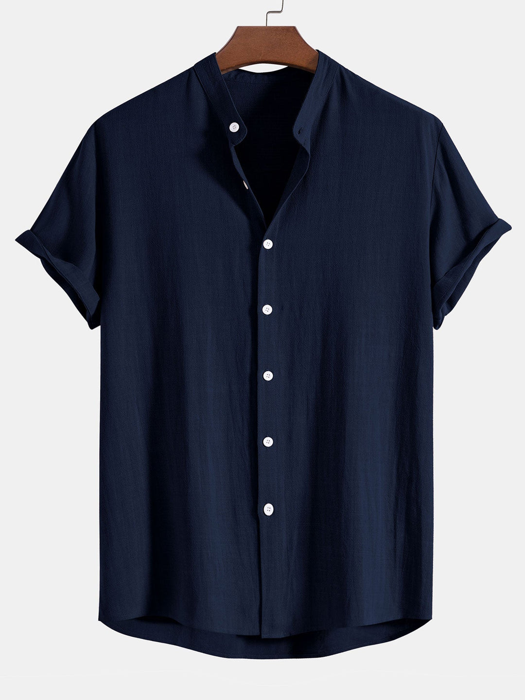 Corvane – Linen Rayon Shirt with Stand-up Collar