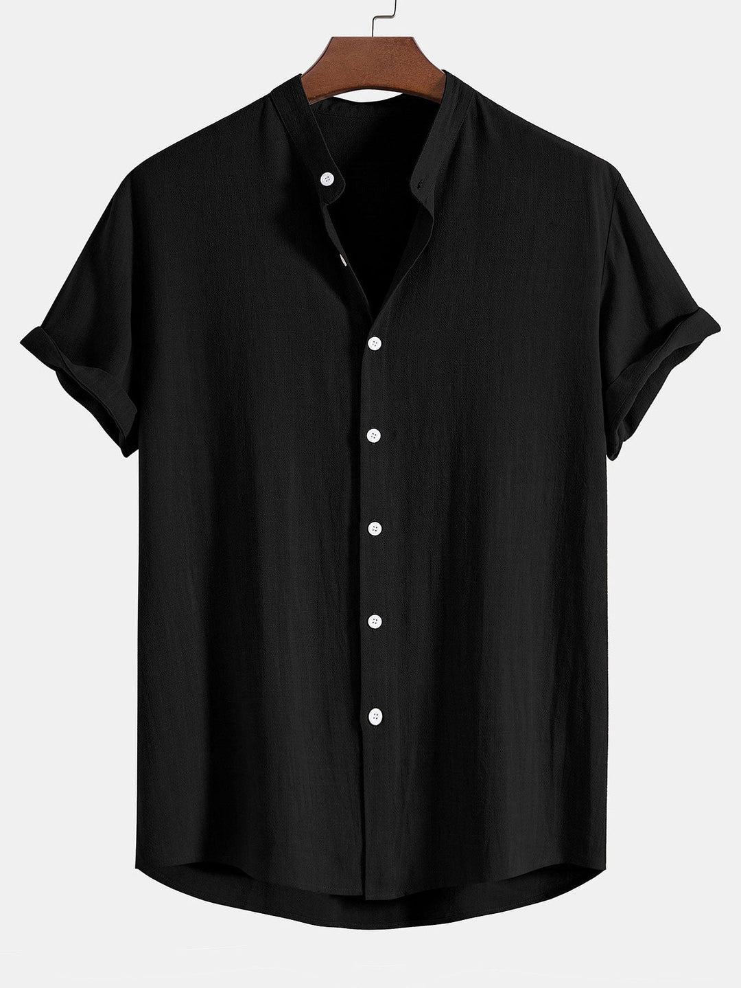 Corvane – Linen Rayon Shirt with Stand-up Collar