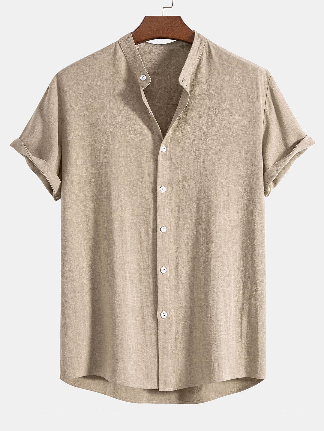 Corvane – Linen Rayon Shirt with Stand-up Collar