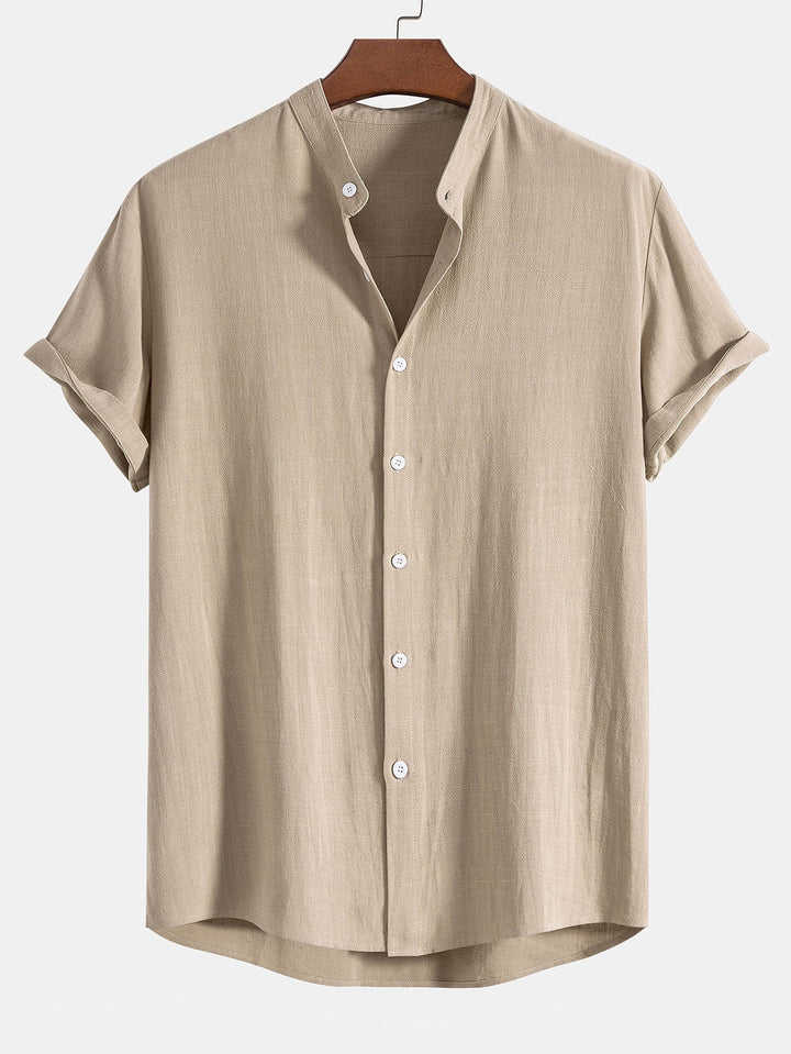 Corvane – Linen Rayon Shirt with Stand-up Collar