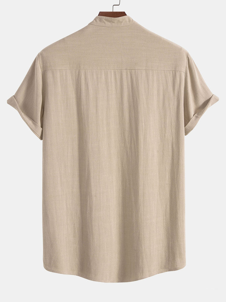 Corvane – Linen Rayon Shirt with Stand-up Collar
