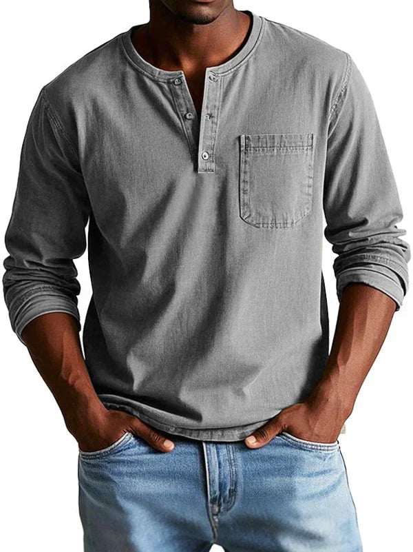 Napier - Men's Casual Long Sleeve Henley Shirt