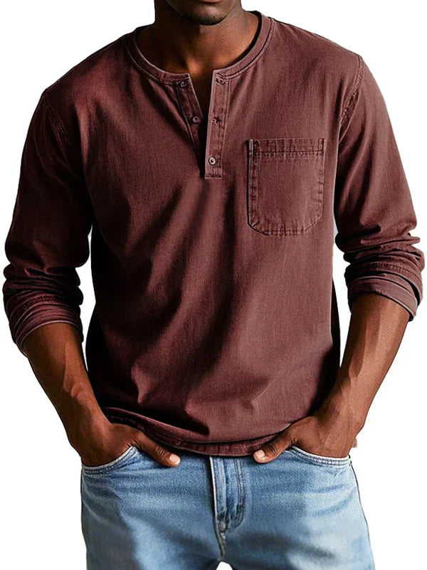 Napier - Men's Casual Long Sleeve Henley Shirt