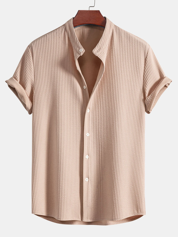 Zion - Muscle Fit Ribbed Stand Collar Shirt