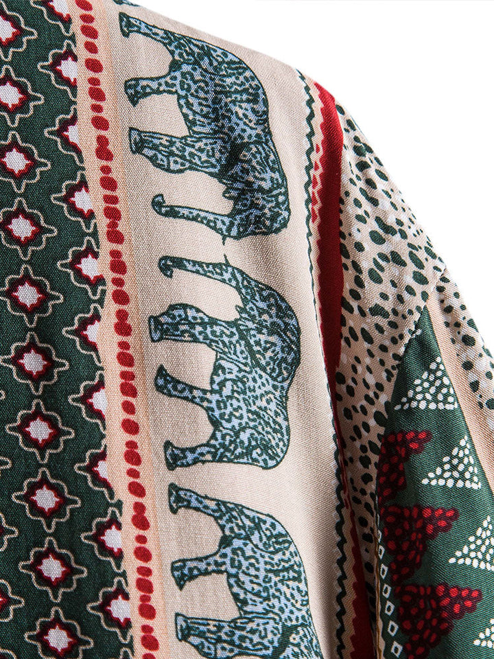 Marvion – Geometric Elephant Print Shirt