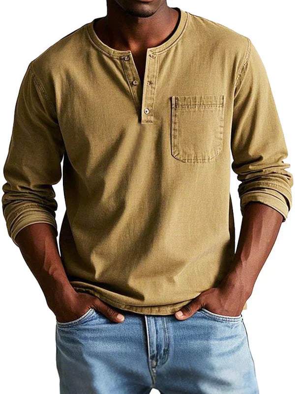 Napier - Men's Casual Long Sleeve Henley Shirt