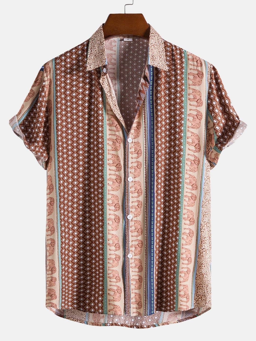 Marvion – Geometric Elephant Print Shirt