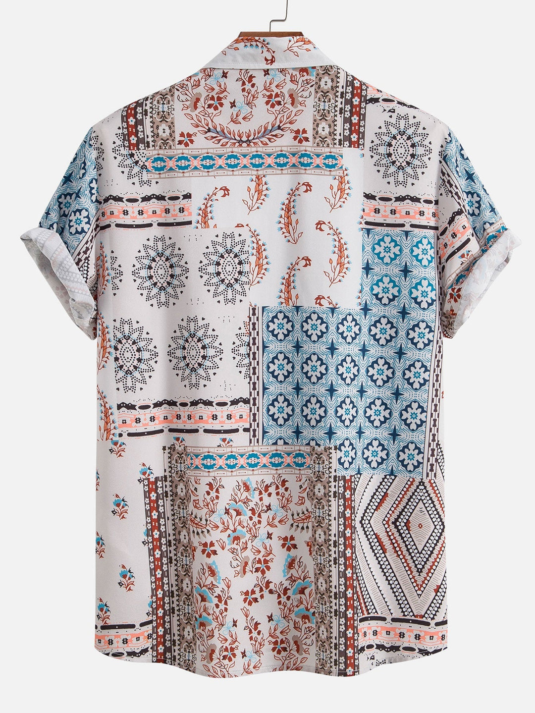 Veron – Scarf Print Shirt with Buttons and Swim Shorts