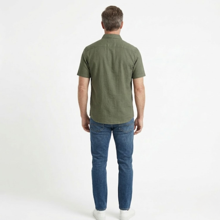 Loredan – Men's Short-Sleeve Linen Cotton Shirt with Chest Pocket