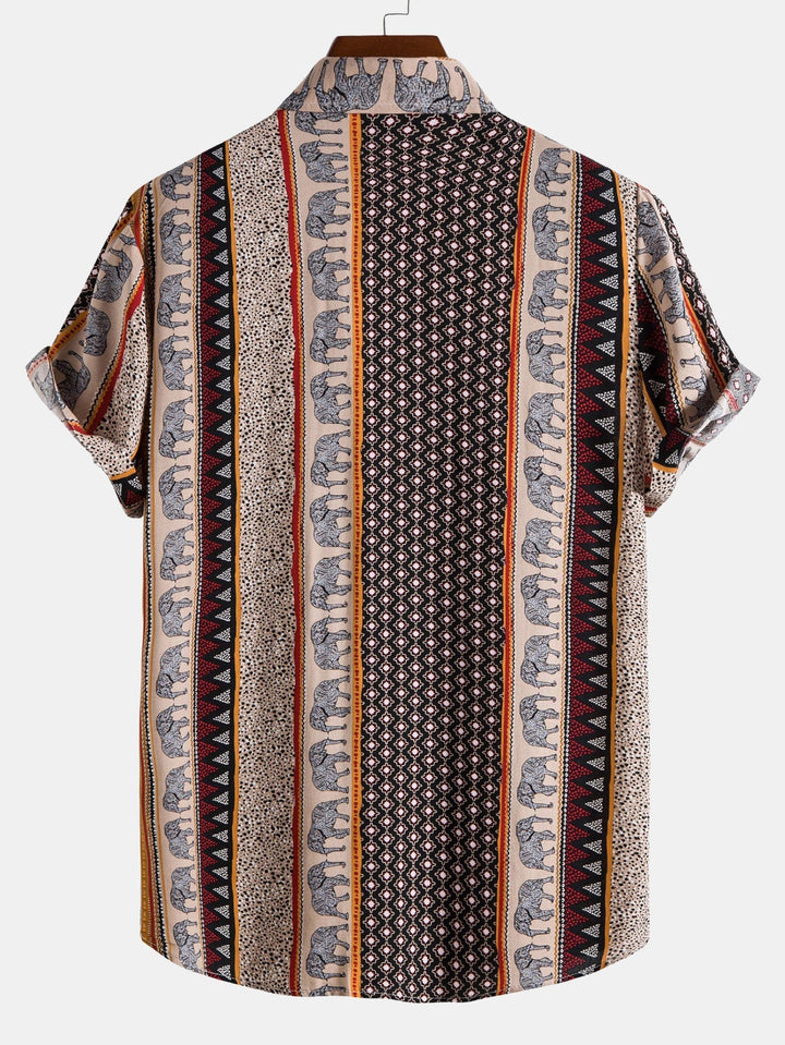 Marvion – Geometric Elephant Print Shirt