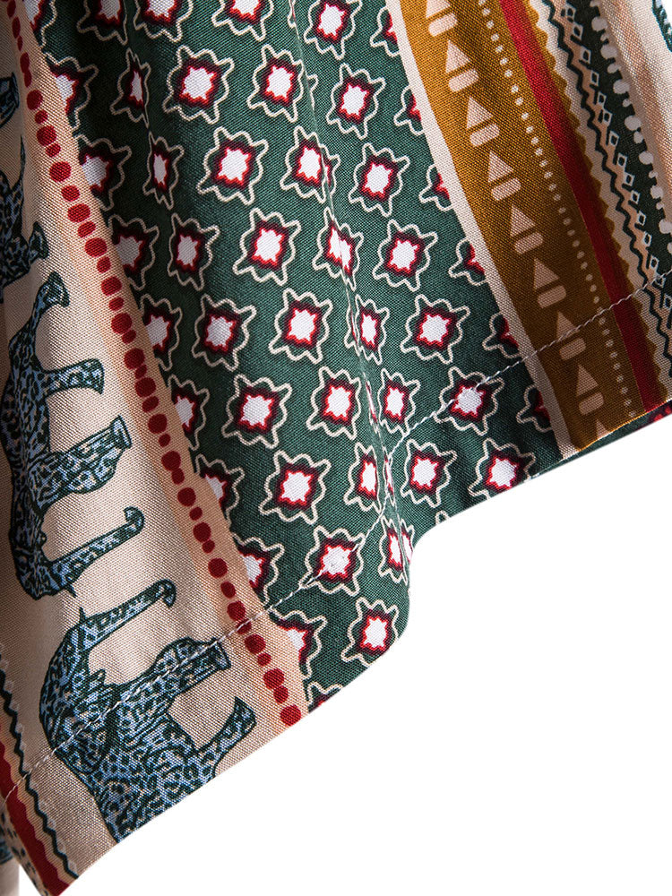 Marvion – Geometric Elephant Print Shirt