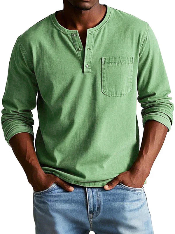 Napier - Men's Casual Long Sleeve Henley Shirt