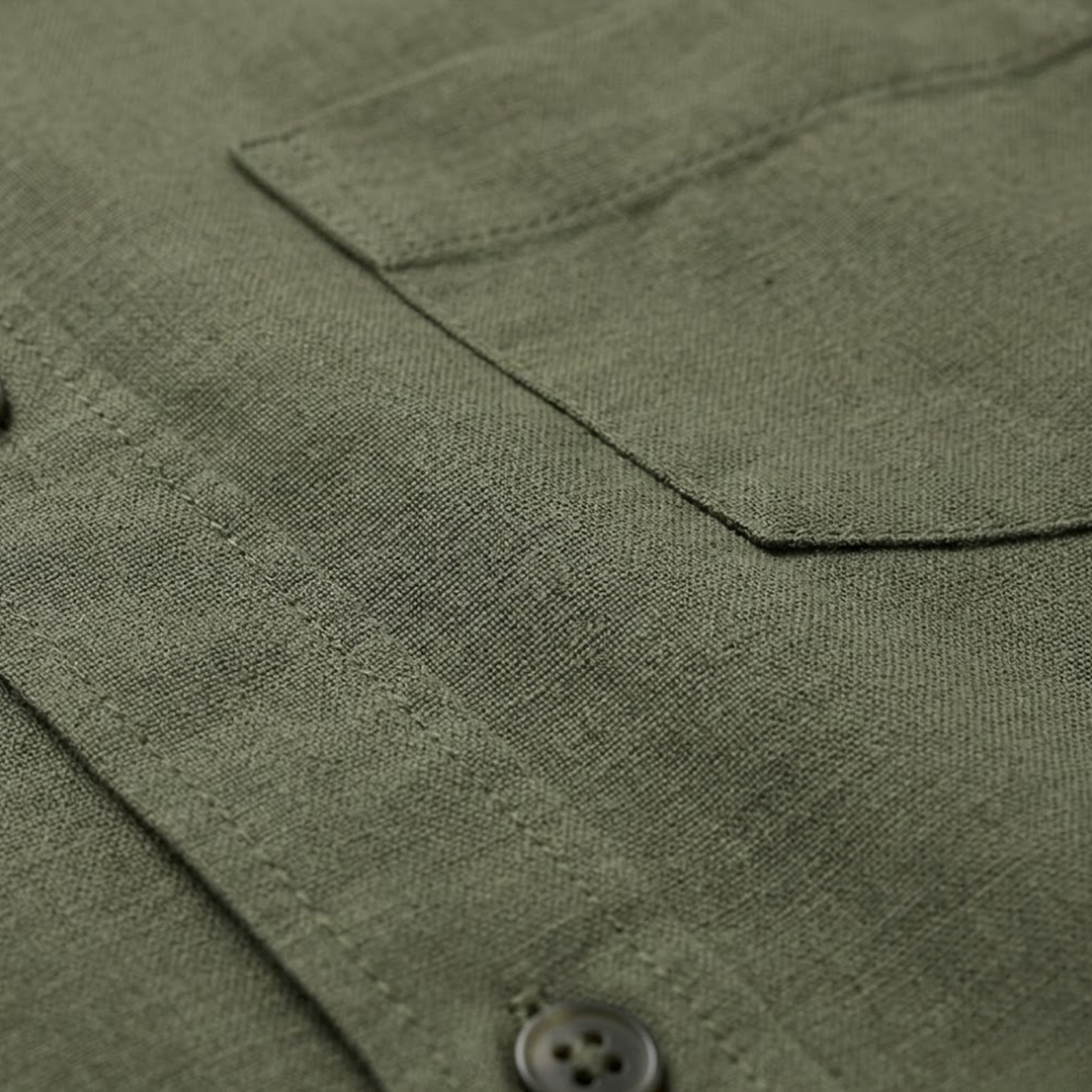 Loredan – Men's Short-Sleeve Linen Cotton Shirt with Chest Pocket