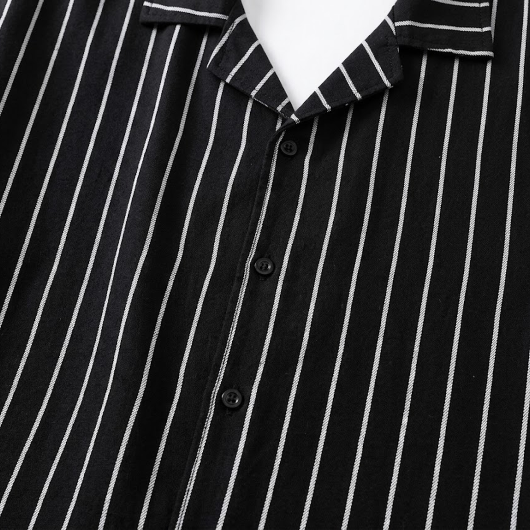 FIntan  – Striped Men's Short-Sleeve Shirt with Notched Collar