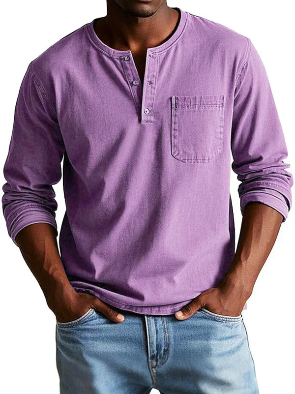 Napier - Men's Casual Long Sleeve Henley Shirt