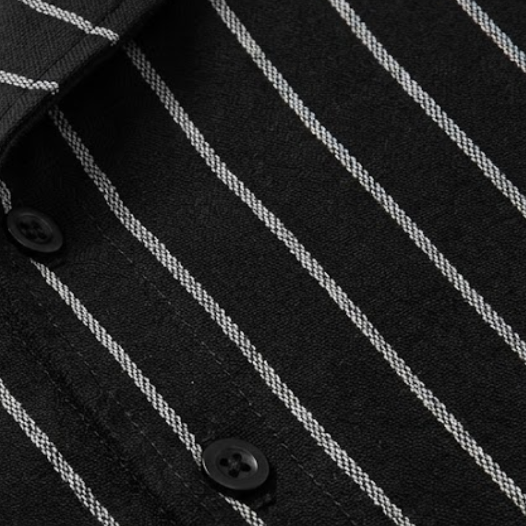 FIntan  – Striped Men's Short-Sleeve Shirt with Notched Collar