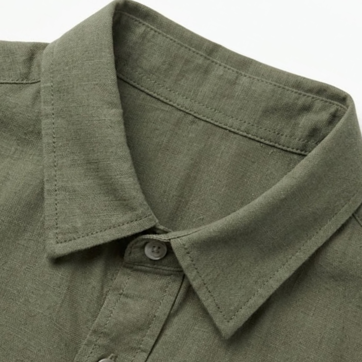 Loredan – Men's Short-Sleeve Linen Cotton Shirt with Chest Pocket