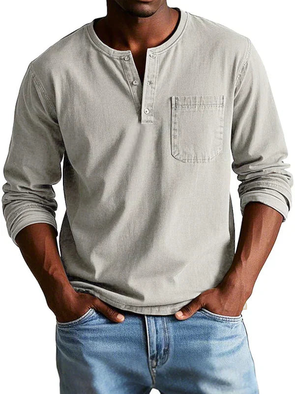 Napier - Men's Casual Long Sleeve Henley Shirt