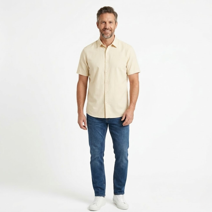 Loredan – Men's Short-Sleeve Linen Cotton Shirt with Chest Pocket