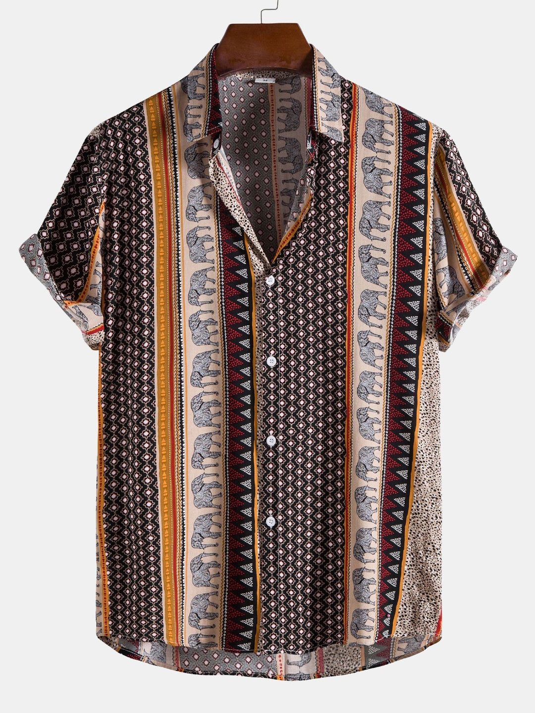 Marvion – Geometric Elephant Print Shirt
