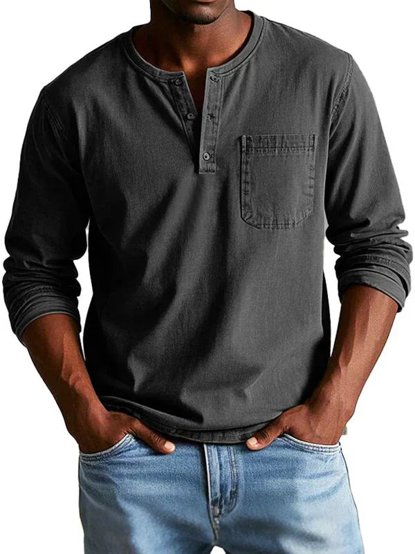 Napier - Men's Casual Long Sleeve Henley Shirt