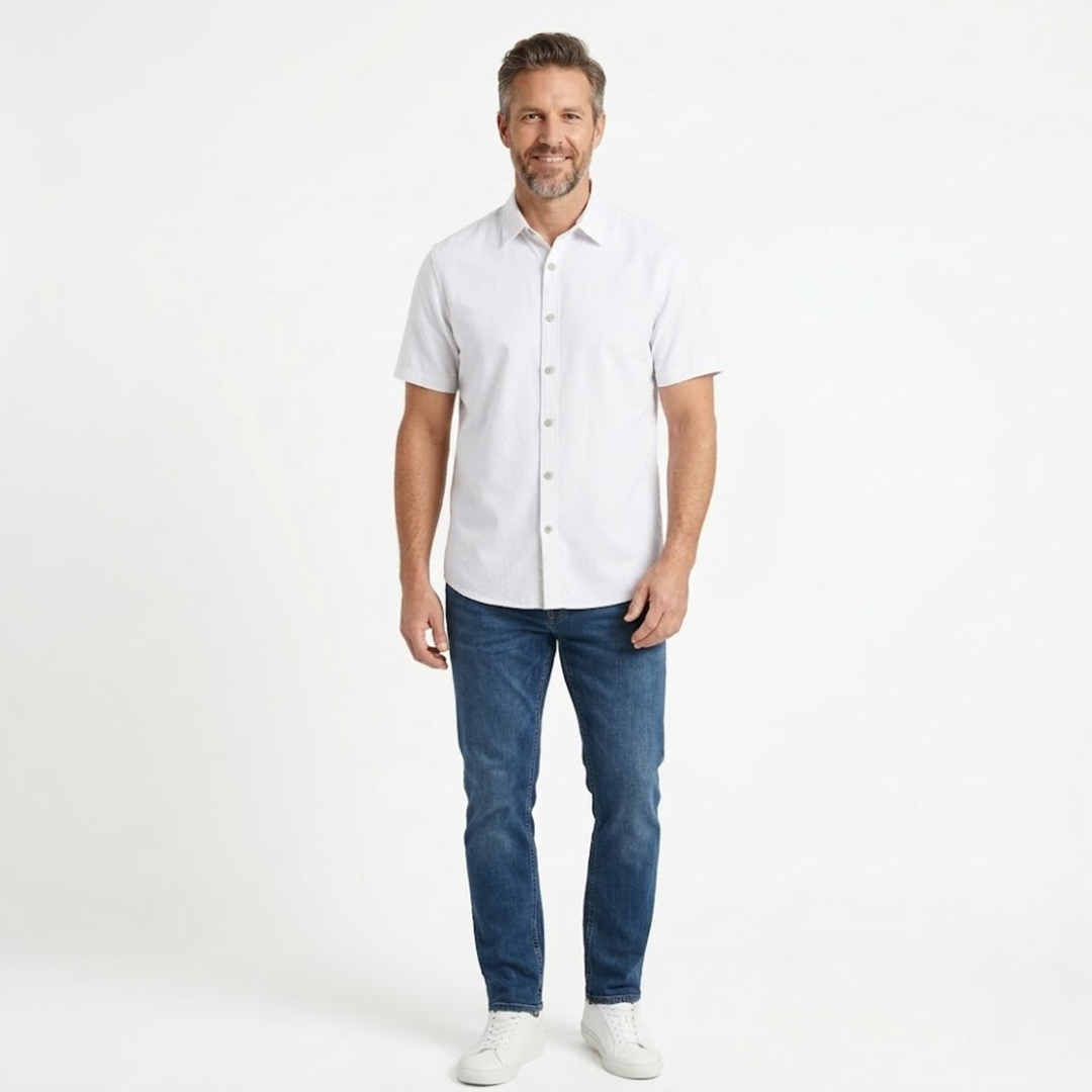 Loredan – Men's Short-Sleeve Linen Cotton Shirt with Chest Pocket