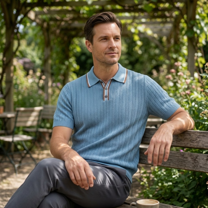 Leopold – Men's Knit Polo Short-Sleeve Loose Fit
