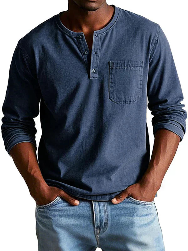 Napier - Men's Casual Long Sleeve Henley Shirt