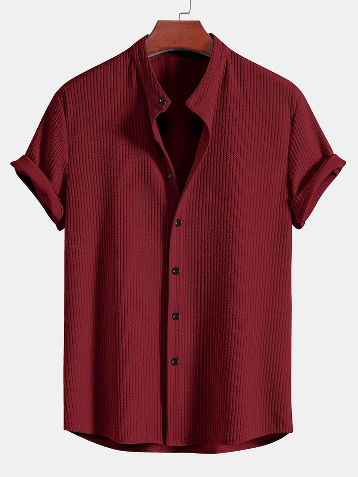 Zion - Muscle Fit Ribbed Stand Collar Shirt