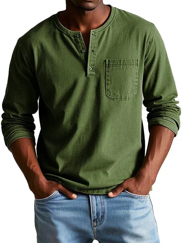 Napier - Men's Casual Long Sleeve Henley Shirt