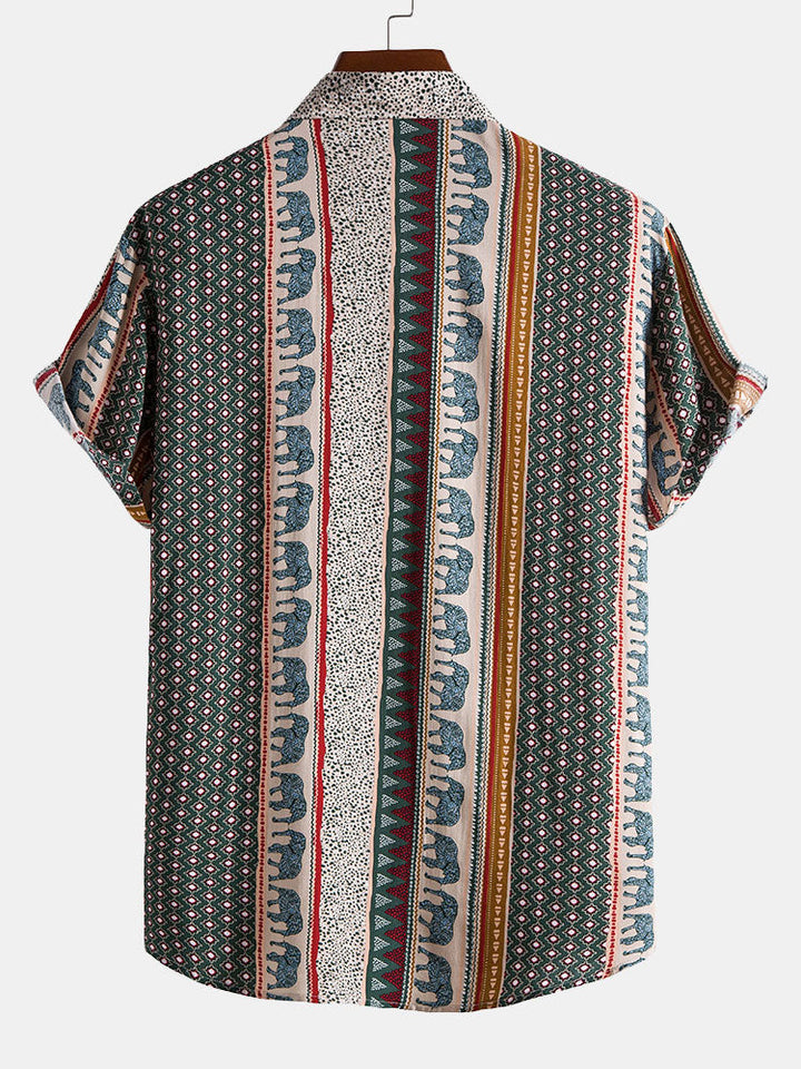 Marvion – Geometric Elephant Print Shirt