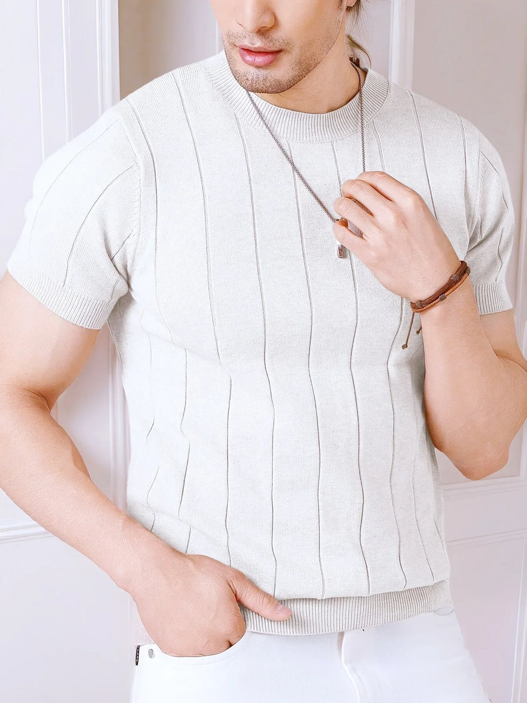 Aurelio - Slim Knit T-Shirt Men Summer