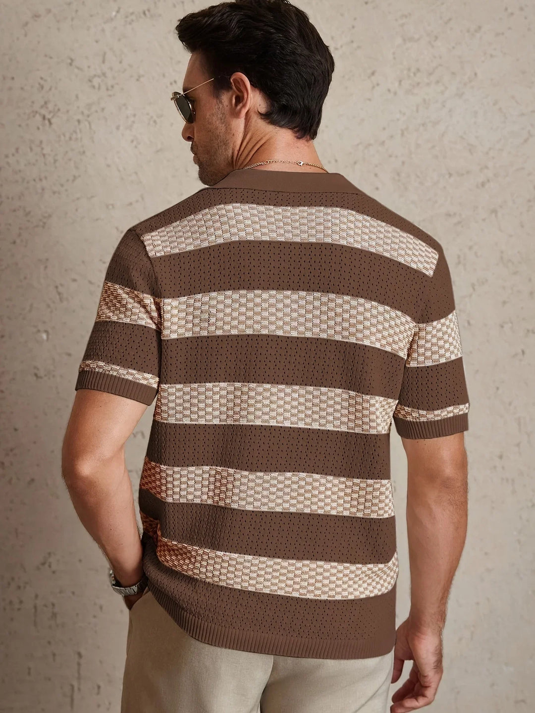 Aurevian - Striped Knit Polo Shirt Men’s