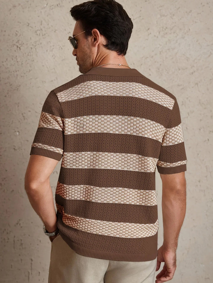 Aurevian - Striped Knit Polo Shirt Men’s