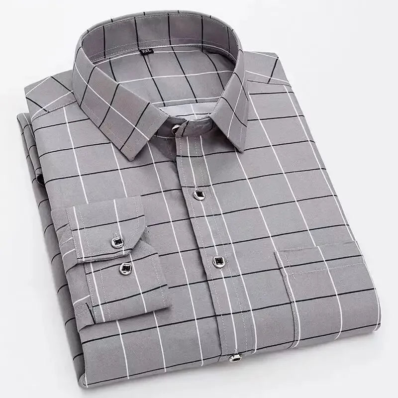 Orivano - Striped Men's Long Sleeve Slim Fit Shirt Navy