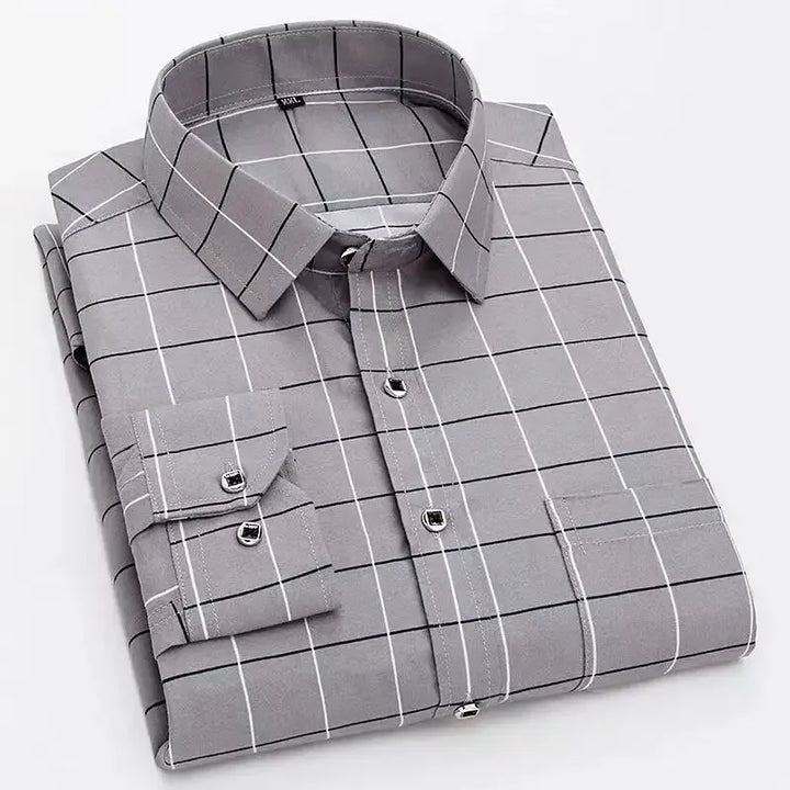 Orivano - Striped Men's Long Sleeve Slim Fit Shirt Navy