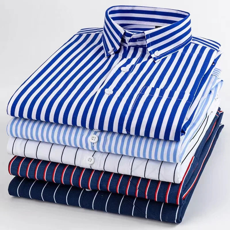 Orivano - Striped Men's Long Sleeve Slim Fit Shirt Navy