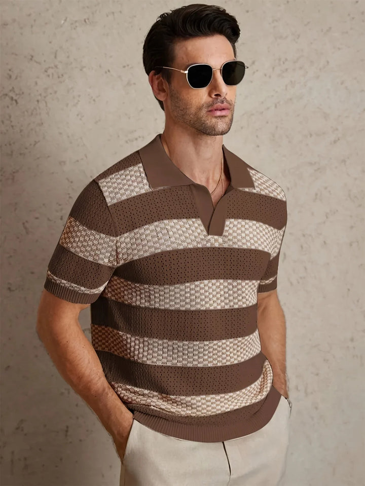 Aurevian - Striped Knit Polo Shirt Men’s