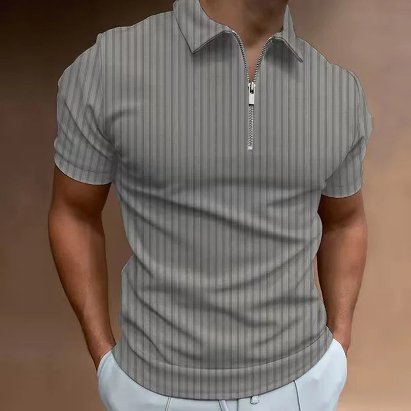 Zenviro - Men's Golf Polo Shirt Zip Short Sleeve