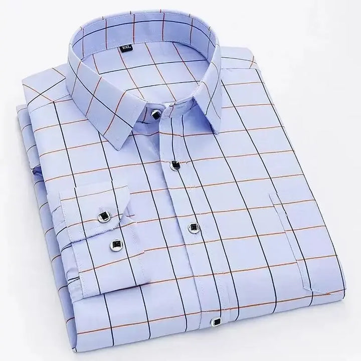 Orivano - Striped Men's Long Sleeve Slim Fit Shirt Navy