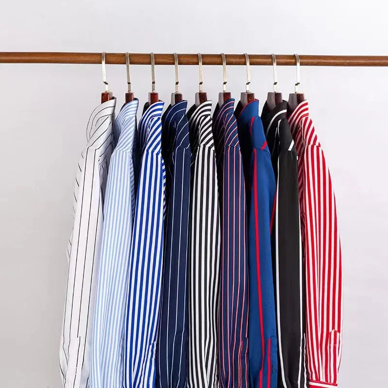 Orivano - Striped Men's Long Sleeve Slim Fit Shirt Navy