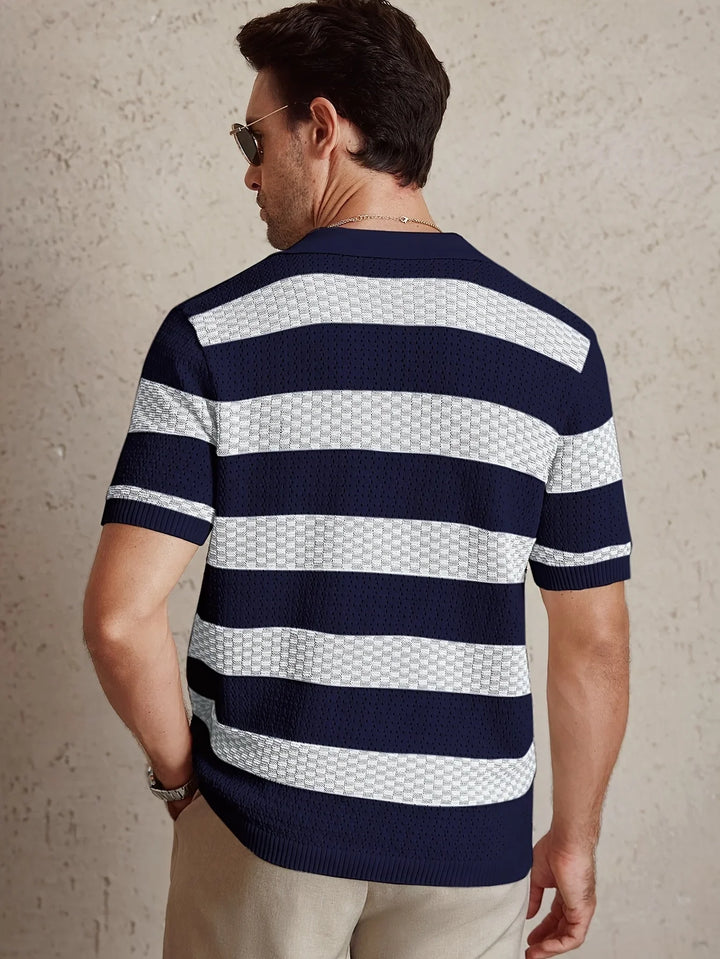 Aurevian - Striped Knit Polo Shirt Men’s