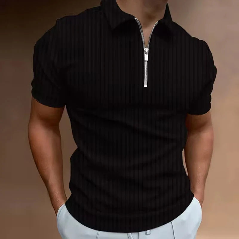 Zenviro - Men's Golf Polo Shirt Zip Short Sleeve