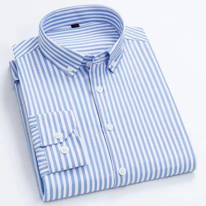 Orivano - Striped Men's Long Sleeve Slim Fit Shirt Navy