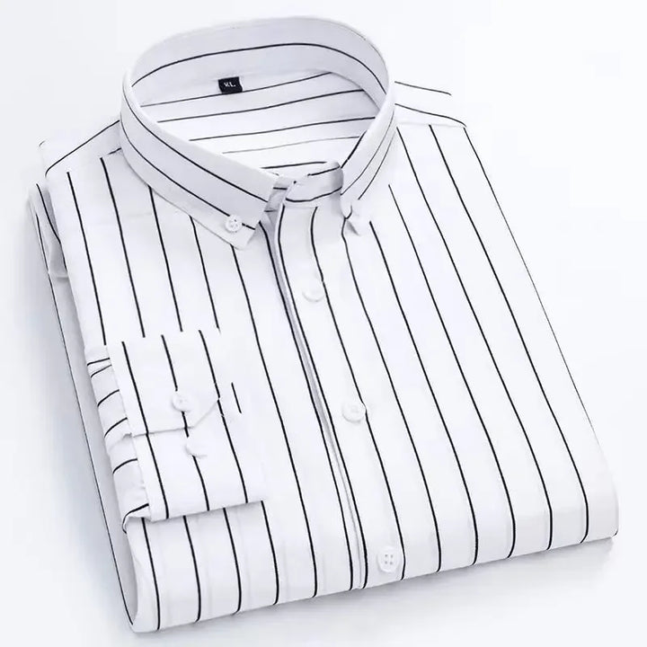 Orivano - Striped Men's Long Sleeve Slim Fit Shirt Navy