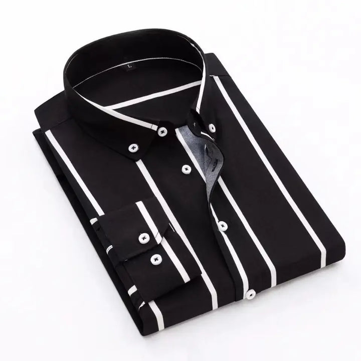 Orivano - Striped Men's Long Sleeve Slim Fit Shirt Navy