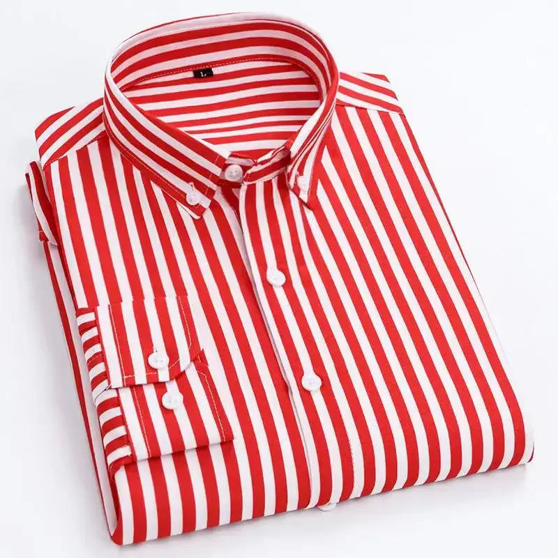 Orivano - Striped Men's Long Sleeve Slim Fit Shirt Navy