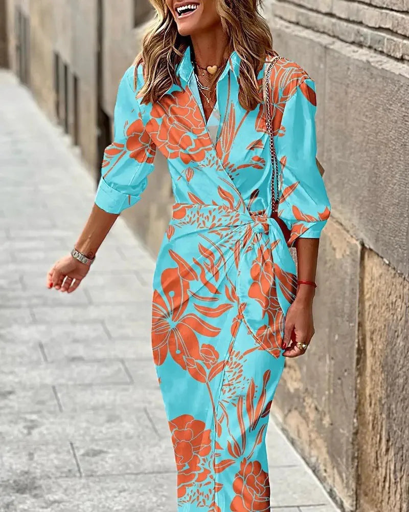 ARIA | Printed Wrap Midi Dress