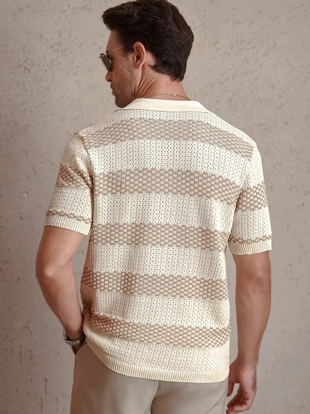 Aurevian - Striped Knit Polo Shirt Men’s
